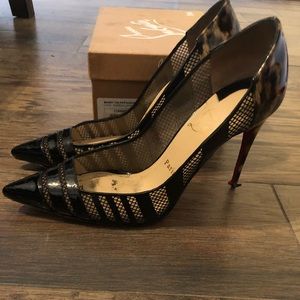 SOLD🔥Christ Lb Leop Patent Leather Mesh Pump